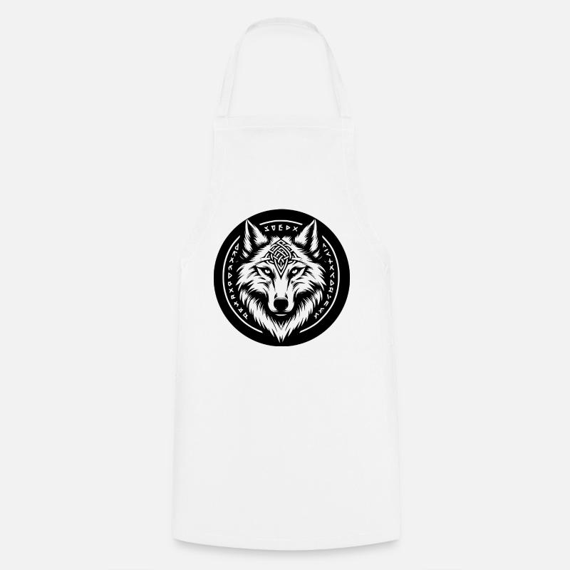Wolf with Nordic symbols - Cooking Apron - white