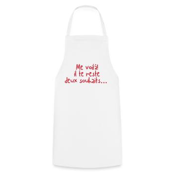 Here I am, you have two wishes left - humor - Cooking Apron - white - Front - AI Model Male 185 dark (185cm)