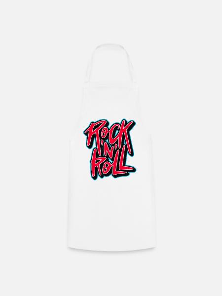 Neon-Rock'n'Roll-Typografie - Kochschürze - Weiß