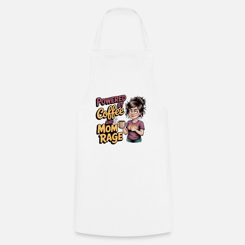 Powered by Coffee and Mom Rage – Muttertagsgeschenk - Kochschürze - Weiß