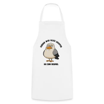 Things were easier in the old days - Seagull saying - Cooking Apron - white - Front - AI Model Male 185 dark (185cm)