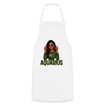 Aquarius Queen – Loc'd Afro Girl Rebel Spirit - Cooking Apron - white - Front - AI Model Male 185 dark (185cm)