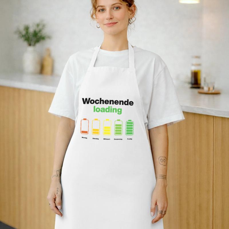 Weekend loading – battery full on Friday, work Cooking Apron