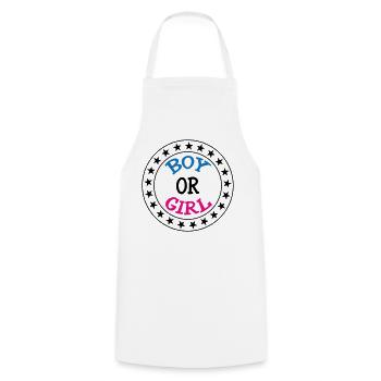 Boy or girl? Pregnancy Birth Pregnant - Cooking Apron - white - Front - AI Model Male 185 dark (185cm)