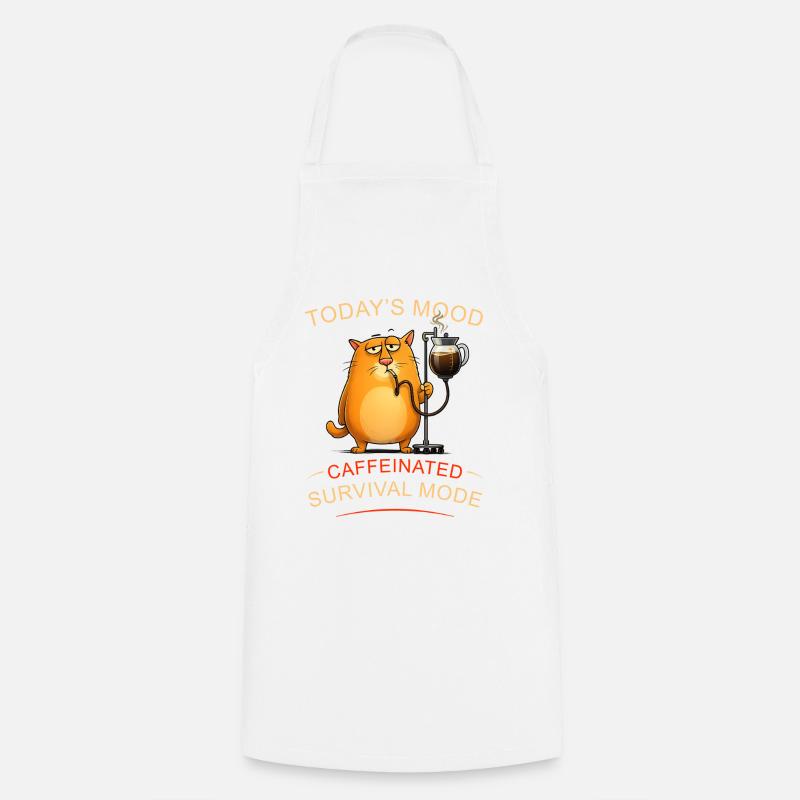 Kaffeekatze im Überlebensmodus - Kochschürze - Weiß