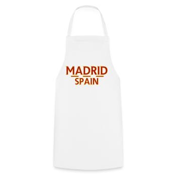 Madrid – Spain - Cooking Apron - white - Front - AI Model Male 185 dark (185cm)