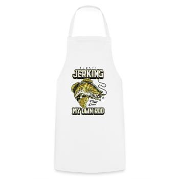 Toujours en train de branler ma canne en train de pêcher bizarrement - Tablier de cuisine - blanc - Devant - AI Model Male 185 dark (185cm)