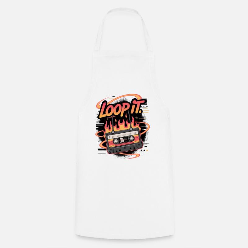 Retro Cassette Loop It Music Design - Cooking Apron - white