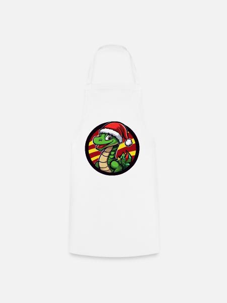 Dino Santa im Weihnachtskreis - Kochschürze - Weiß