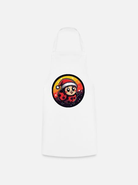 Weihnachts-Ladybug Santa Kostüm - Kochschürze - Weiß