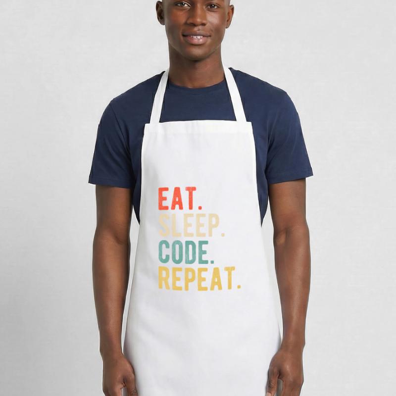 Eat Sleep Code Repeat Programmer Nerd Retro Tablier de cuisine