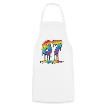 Célébration du mème Rainbow 67 - Tablier de cuisine - blanc - Devant - AI Model Male 185 dark (185cm)