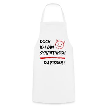 Doch ich bin Sympathisch-Du Pisser-Funny Statement - Kochschürze - Weiß - Vorne - AI Model Male 185 dark (185cm)