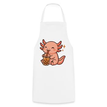 Axolotl with Bubble Tea kawaii Axolotl - Cooking Apron - white - Front - AI Model Male 185 dark (185cm)