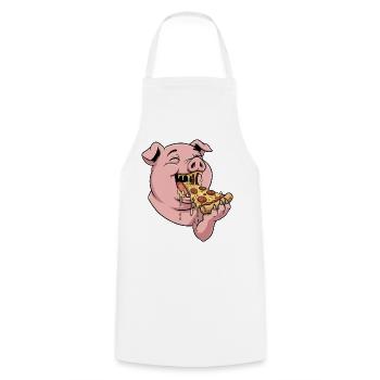 Lustiges Schwein Pizza essen Cartoon Fast Food - Kochschürze - Weiß - Vorne - AI Model Male 185 dark (185cm)