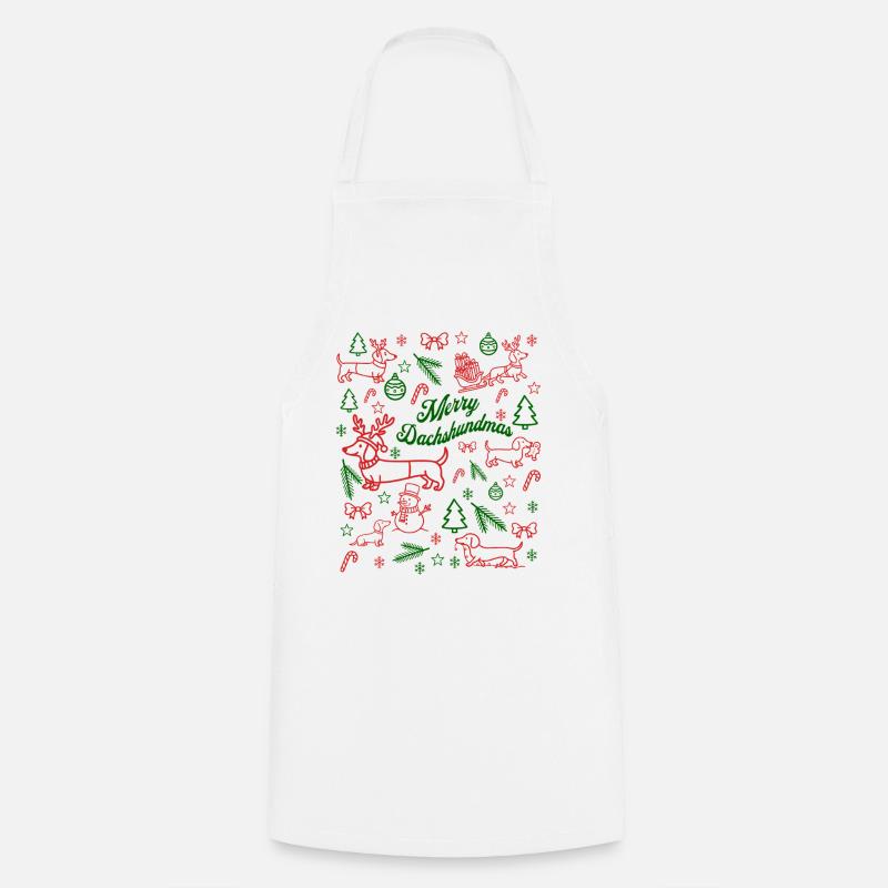 Patron de Noël teckel - Tablier de cuisine - blanc