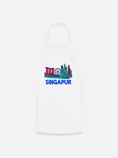 Skyline von Singapur - Kochschürze - Weiß