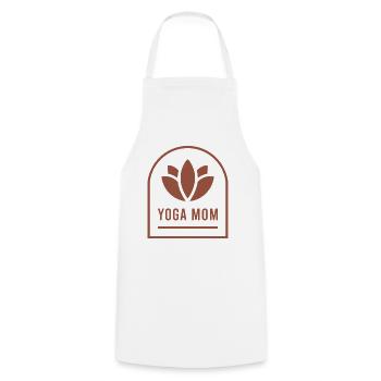 Yoga-Mama-Yogi-Mutter-Lotusblüte-Boho-Ästhetik - Kochschürze - Weiß - Vorne - AI Model Male 185 dark (185cm)