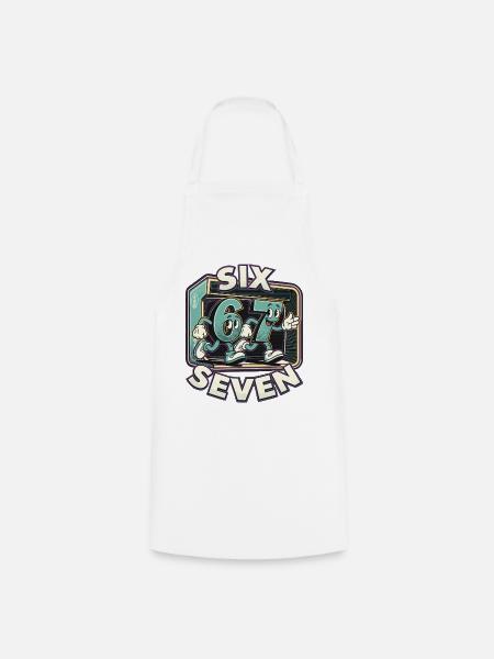 67 Six Seven Sechs Sieben Lustig Geschenk - Kochschürze - Weiß
