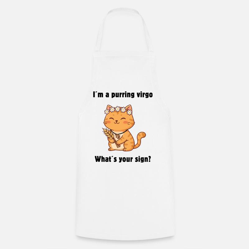 Signe du zodiaque Chat Vierge – Chat Vierge mignon - Tablier de cuisine - blanc