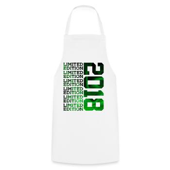 LIMITED EDITION 2018 8 YEARS 8TH BIRTHDAY - Cooking Apron - white - Front - AI Model Male 185 dark (185cm)