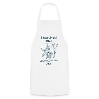 J’ai survécu au réveillon du Nouvel An 2025 2026 - Tablier de cuisine - blanc - Devant - AI Model Male 185 dark (185cm)