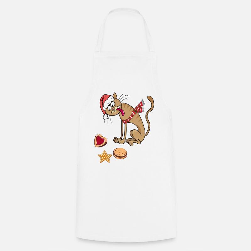 Chat de Noël avec chapeau et écharpe - Tablier de cuisine - blanc