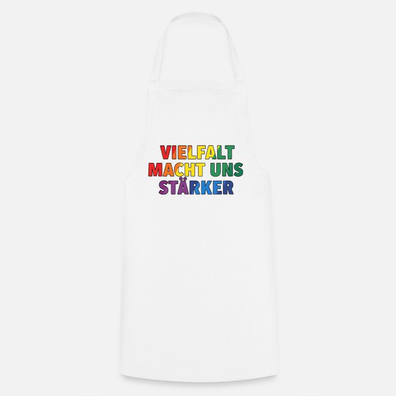 La diversité nous rend plus forts – Regenbogen Design - Tablier de cuisine - blanc