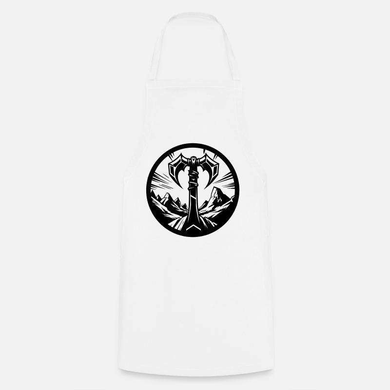 Barbarian Symbol – Tribal Axe - Cooking Apron - white