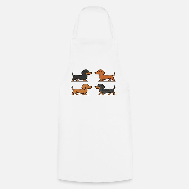 Mignons teckels en variations de couleur - Tablier de cuisine - blanc