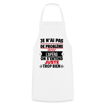 Just with aperitif humor - Cooking Apron - white - Front - AI Model Male 185 dark (185cm)