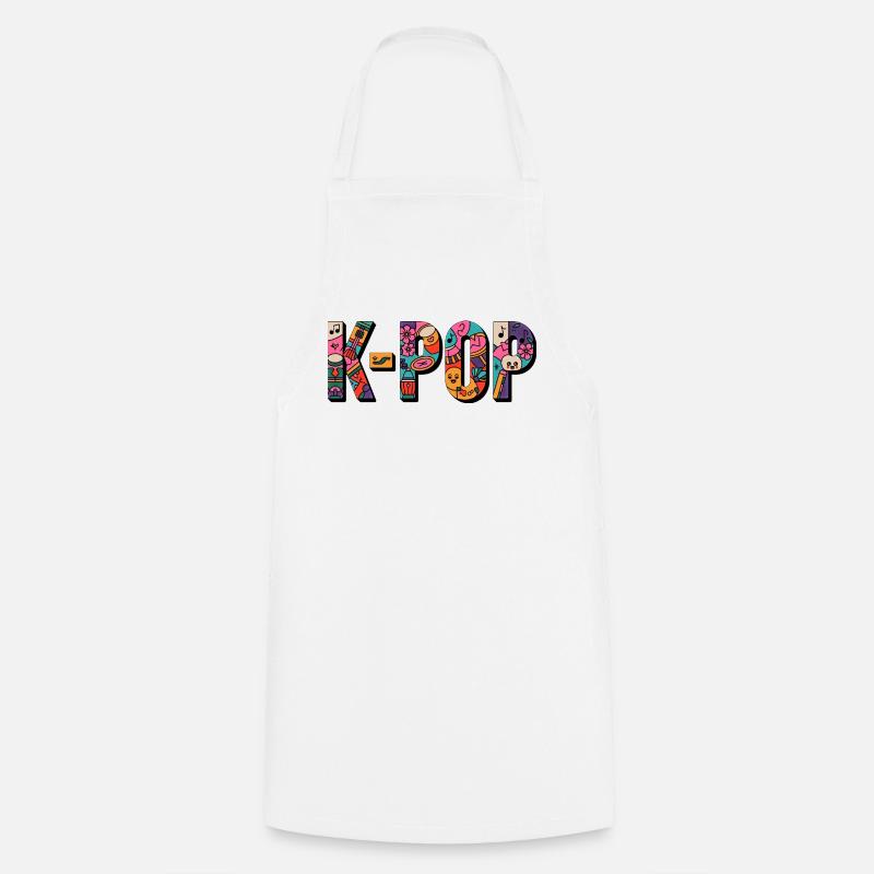 K-POP : Doodle Pop - Tablier de cuisine - blanc