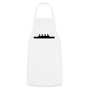 Titanic Silhouette Ship Design Minimaliste - Tablier de cuisine - blanc - Devant - AI Model Male 185 dark (185cm)