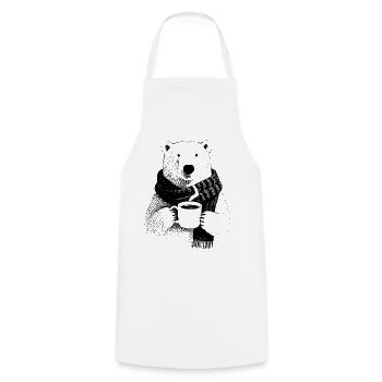 Coffee Polar Bear - Cooking Apron - white - Front - AI Model Male 185 dark (185cm)