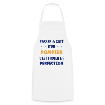 pompier - Tablier de cuisine - blanc - Devant - AI Model Male 185 dark (185cm)