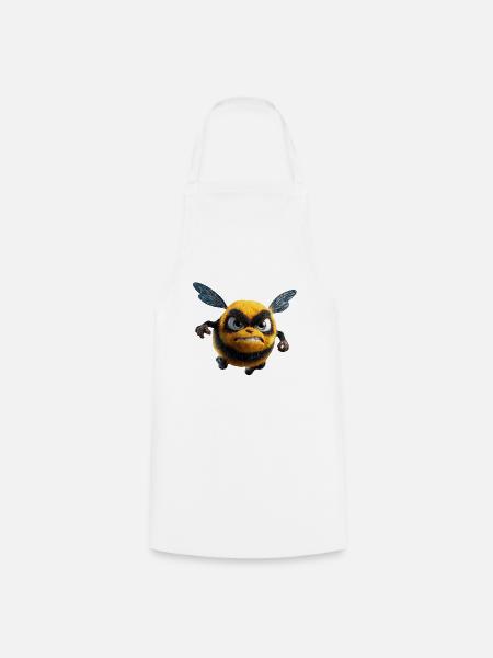 Wuetende_Hummel_Comic_3D_Wut_Insekt_Design - Kochschürze - Weiß