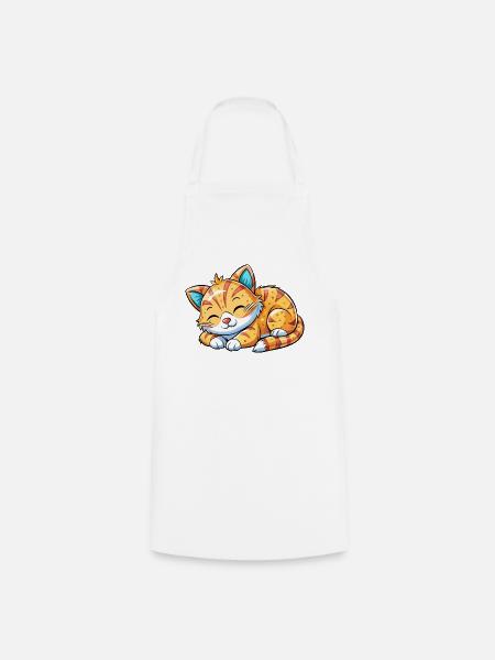 Schlafende Katze - Kochschürze - Weiß