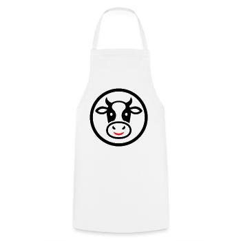 Cow Head Logo Icon Comic Round Vector - Cooking Apron - white - Front - AI Model Male 185 dark (185cm)