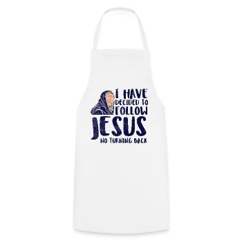 J’ai décidé de suivre l’art de la foi chrétienne de Jésus - Tablier de cuisine - blanc - Devant - AI Model Male 185 dark (185cm)