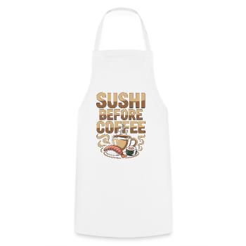 Sushi Before Coffee Japanese Food Coffee Lover - Kochschürze - Weiß - Vorne - AI Model Male 185 dark (185cm)