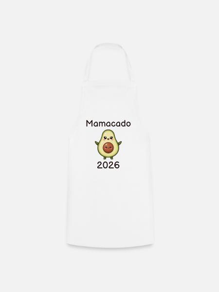 Mamacado 2026 – werdende Mama Avocado - Kochschürze - Weiß