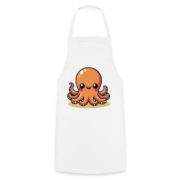 Cute Calamar Pieuvre souriante Kawaii - Tablier de cuisine - blanc - Devant - AI Model Male 185 dark (185cm)
