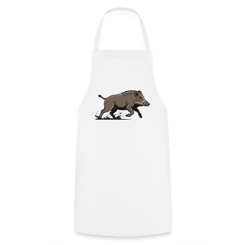 Wildschwein Rennen Angriff Jagd - Kochschürze - Weiß - Vorne - AI Model Male 185 dark (185cm)