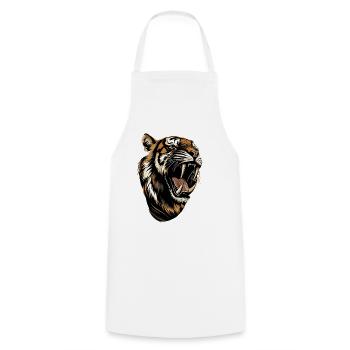 Säbelzahntiger Smilodon Raubkatze Säbelzahn Tiger - Kochschürze - Weiß - Vorne - AI Model Male 185 dark (185cm)