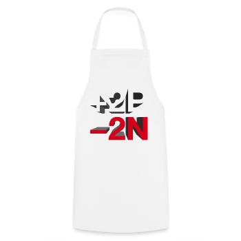 +2P -2N / +peace -hate - let's talk - Cooking Apron - white - Front - AI Model Male 185 dark (185cm)