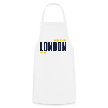 London – England Lyric Design - Cooking Apron - white - Front - AI Model Male 185 dark (185cm)
