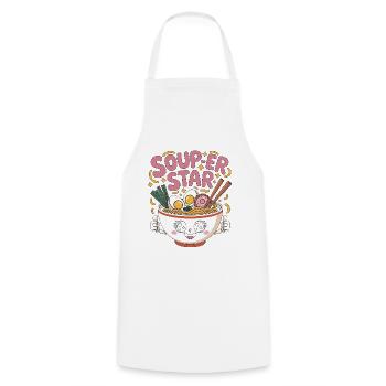 Ramen Soup-er Star Loves Japanese Food Ramen Chef - Cooking Apron - white - Front - AI Model Male 185 dark (185cm)