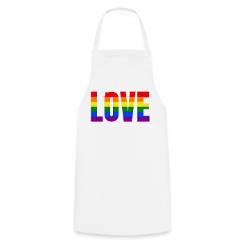 LOVE Rainbow Statement – Bold Equality Message - Kochschürze - Weiß - Vorne - AI Model Male 185 dark (185cm)