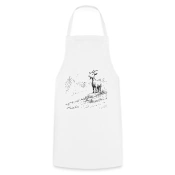 Alpengipfel mit Ziege - Kochschürze - Weiß - Vorne - AI Model Male 185 dark (185cm)