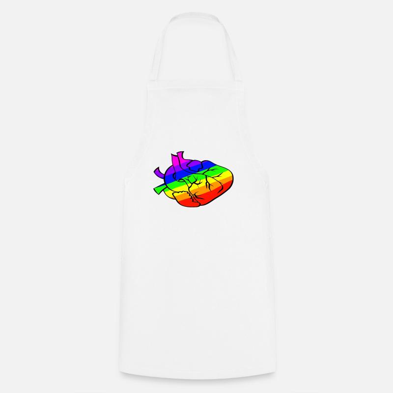 Rainbow heart with cracked lines - Cooking Apron - white